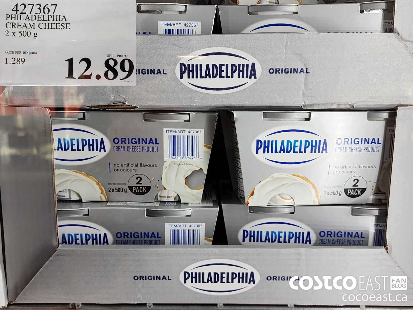 427367 PHILADELPHIA CREAM CHEESE 2 x 500 g $12.89