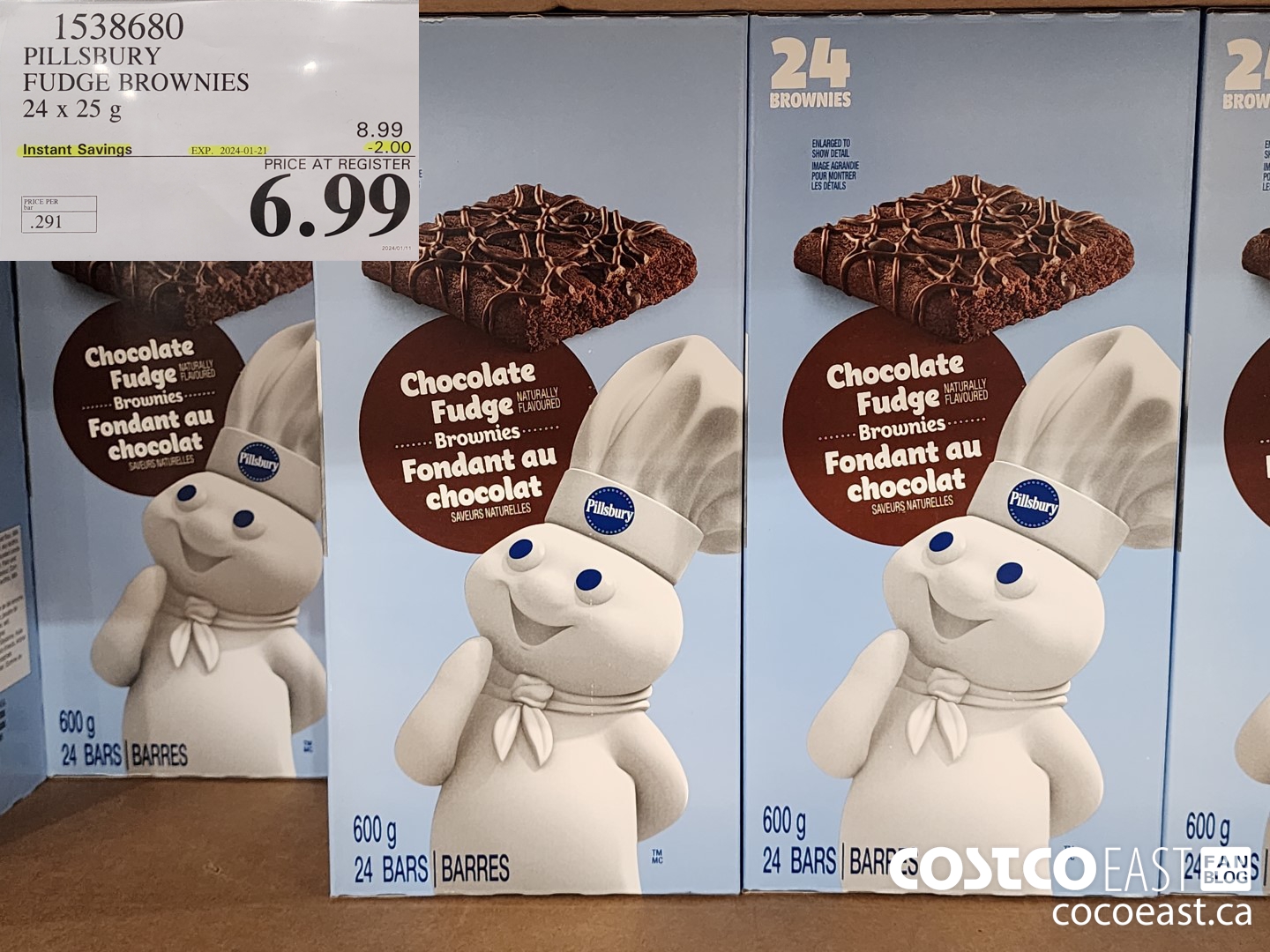 1538680 PILLSBURY FUDGE BROWNIES 24x25 G ($2.00 INSTANT SAVINGS EXPIRES ON 2024-01-21) $6.99