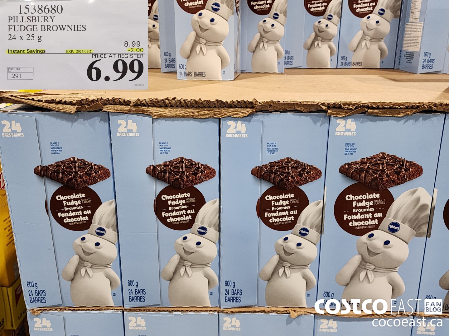 1538680 PILLSBURY FUDGE BROWNIES 24x25 G ($2.00 INSTANT SAVINGS EXPIRES ON 2024-01-21) $6.99