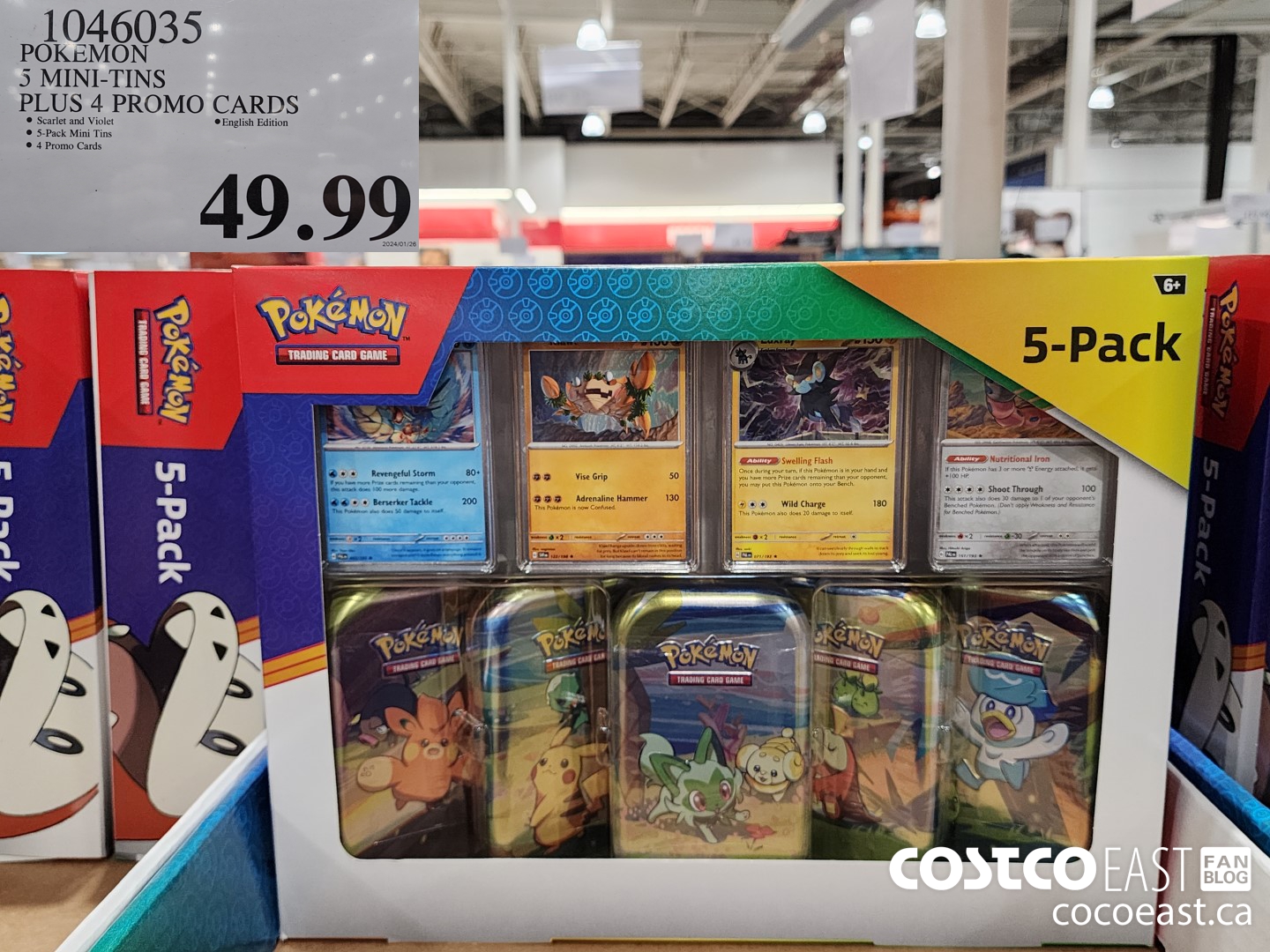 1046035 POKEMON 5 MINI-TINS PLUS 4 PROMO CARDS $49.99