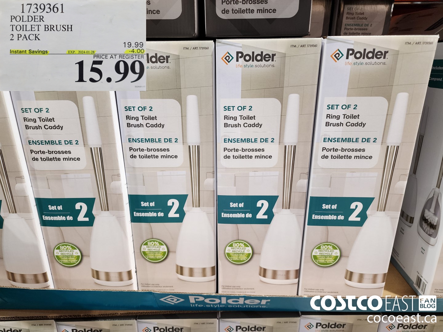 1739361 POLDER TOILET BRUSH 2 PACK ($4.00 INSTANT SAVINGS EXPIRES ON 2024-01-28) $15.99