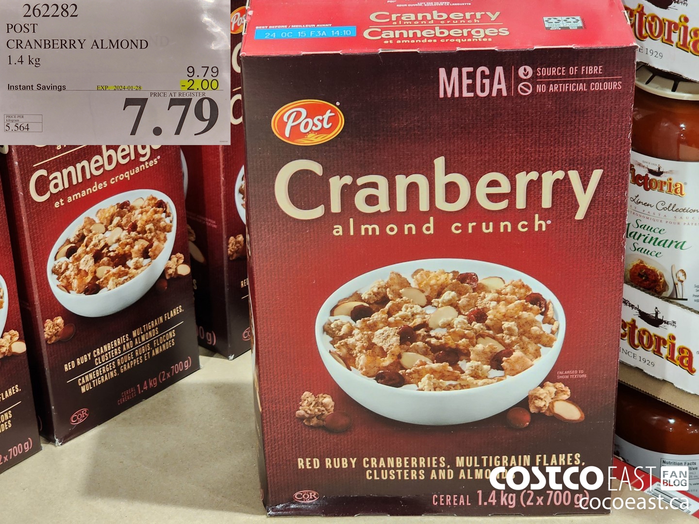 262282 POST CRANBERRY ALMOND 1.4 KG ($2.00 INSTANT SAVINGS EXPIRES ON 2024-01-28) $7.79