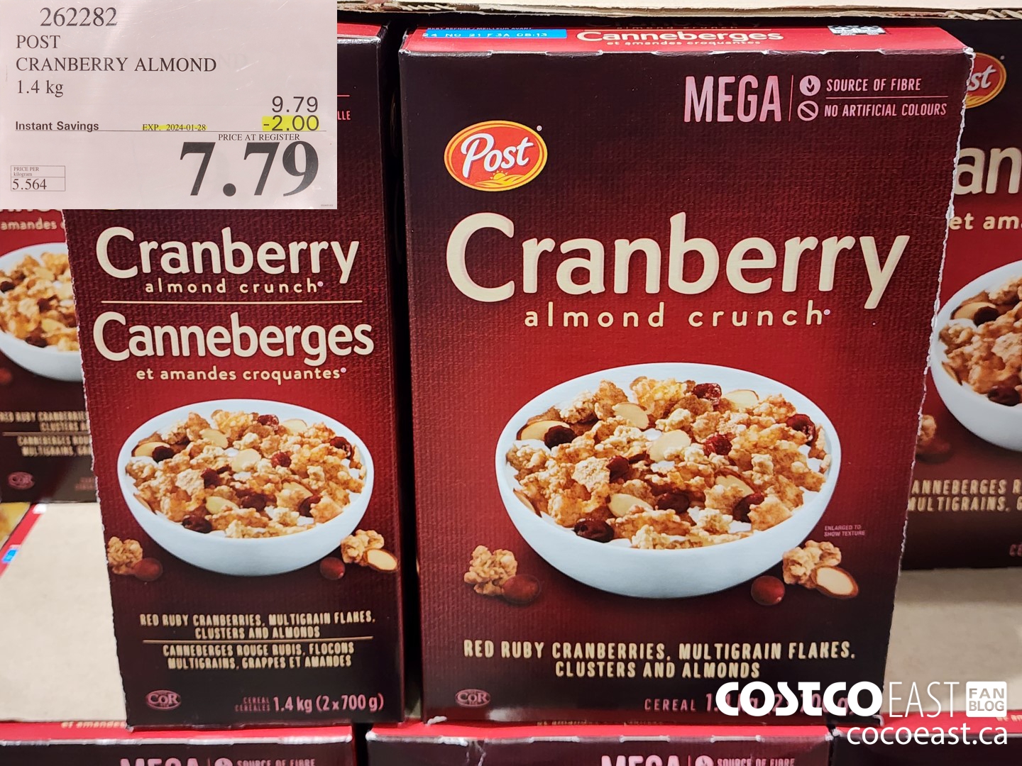 262282 POST CRANBERRY ALMOND 1.4 KG ($2.00 INSTANT SAVINGS EXPIRES ON 2024-01-28) $7.79