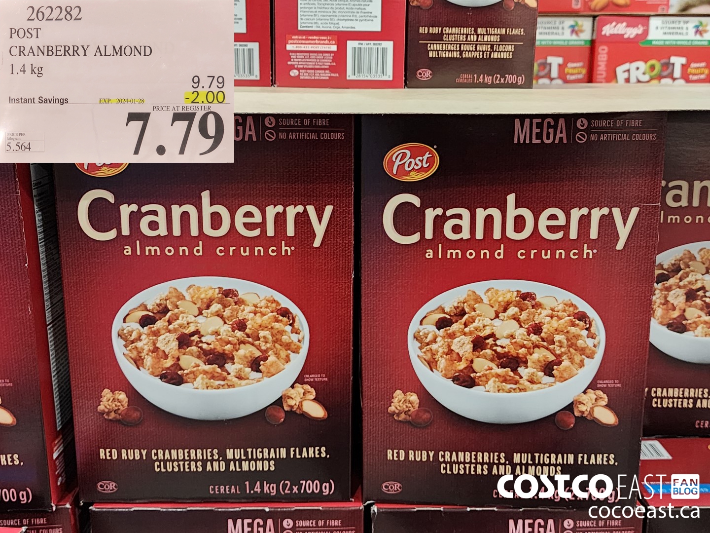 262282 POST CRANBERRY ALMOND 1.4 KG ($2.00 INSTANT SAVINGS EXPIRES ON 2024-01-28) $7.79
