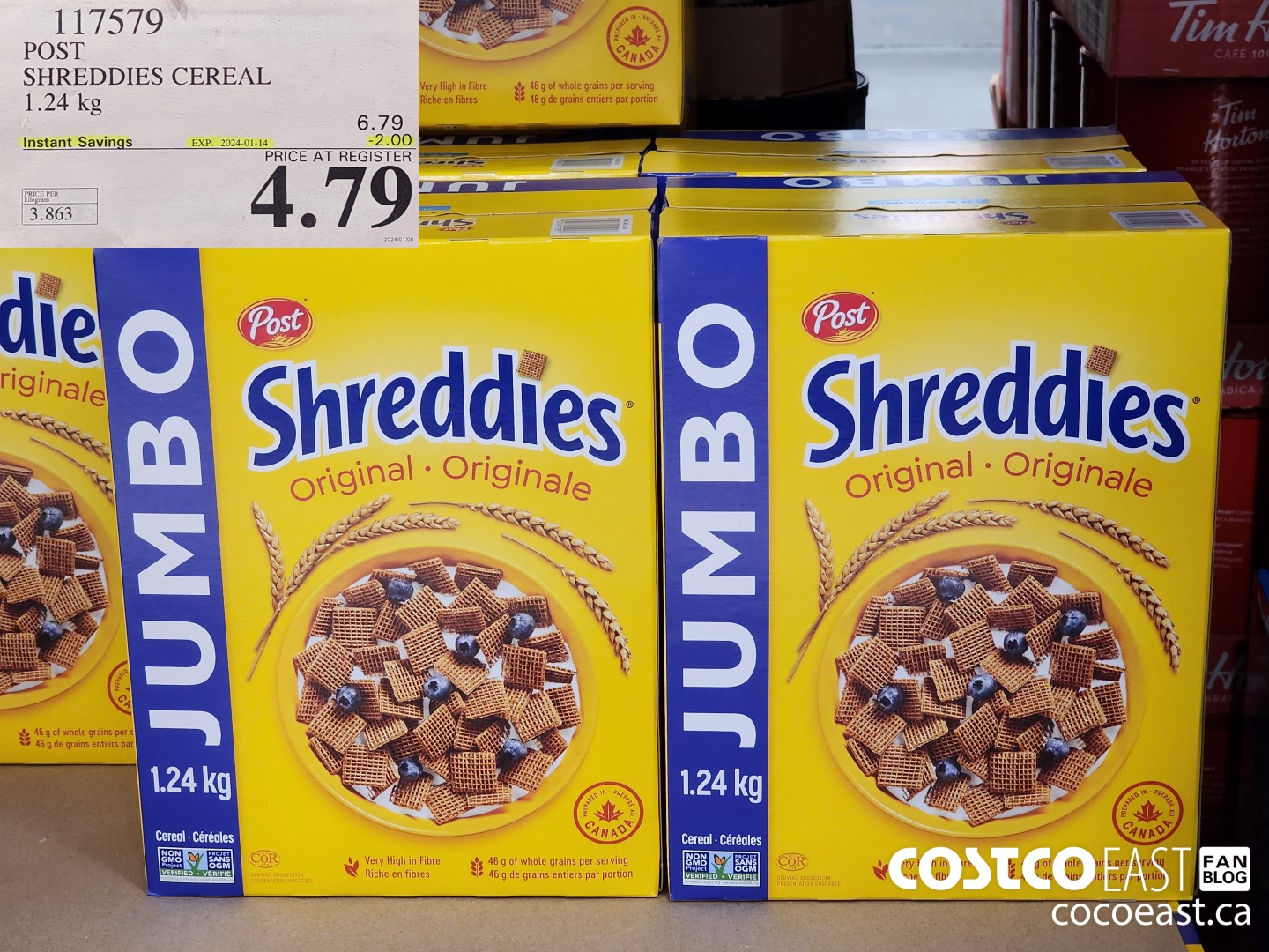 117579 POST SHREDDIES CEREAL 1.24 KG ($2.00 INSTANT SAVINGS EXPIRES ON 2024-01-14) $4.79