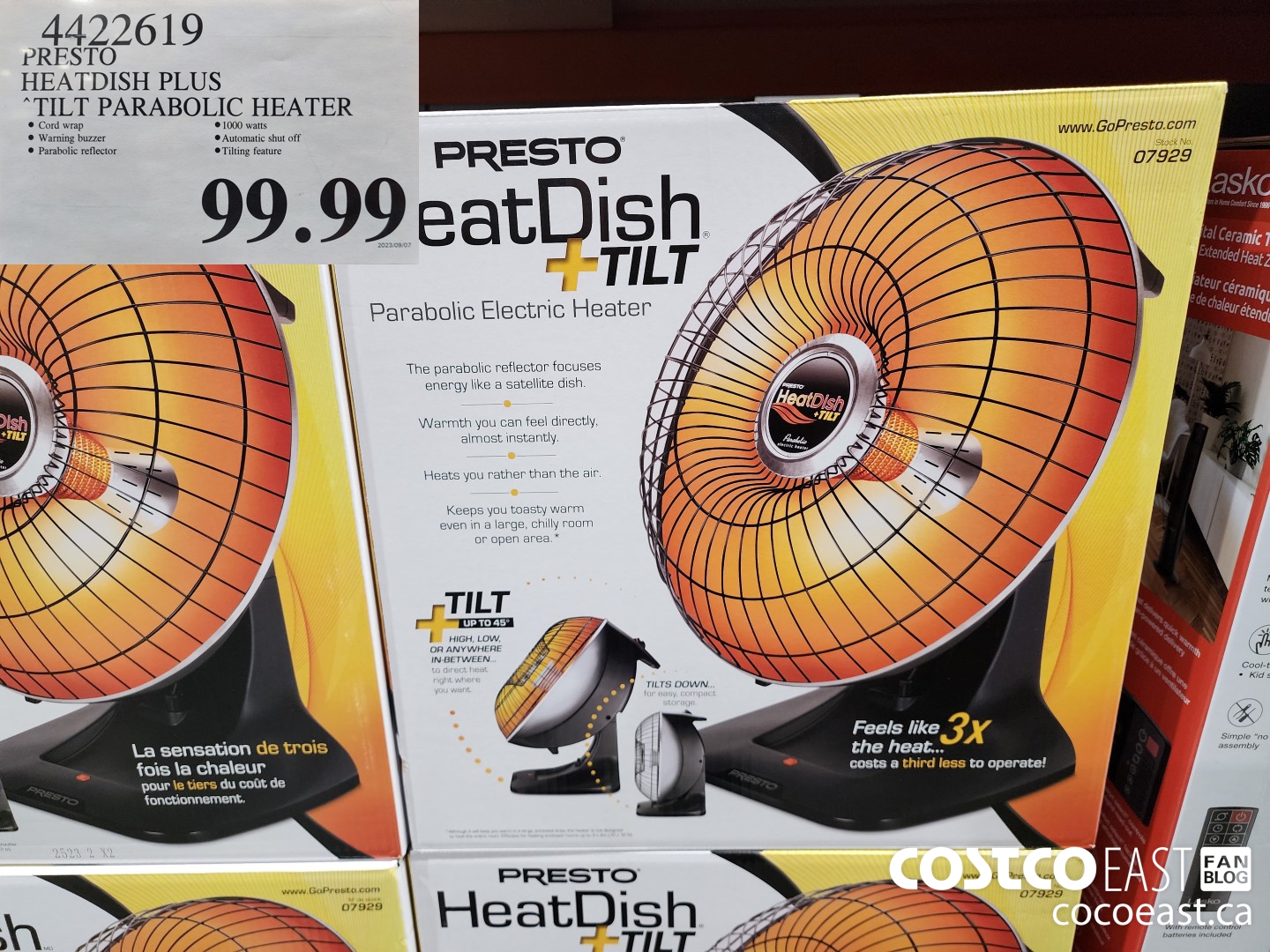 4422619 PRESTO HEATDISH PLUS TILT PARABOLIC HEATER $99.99