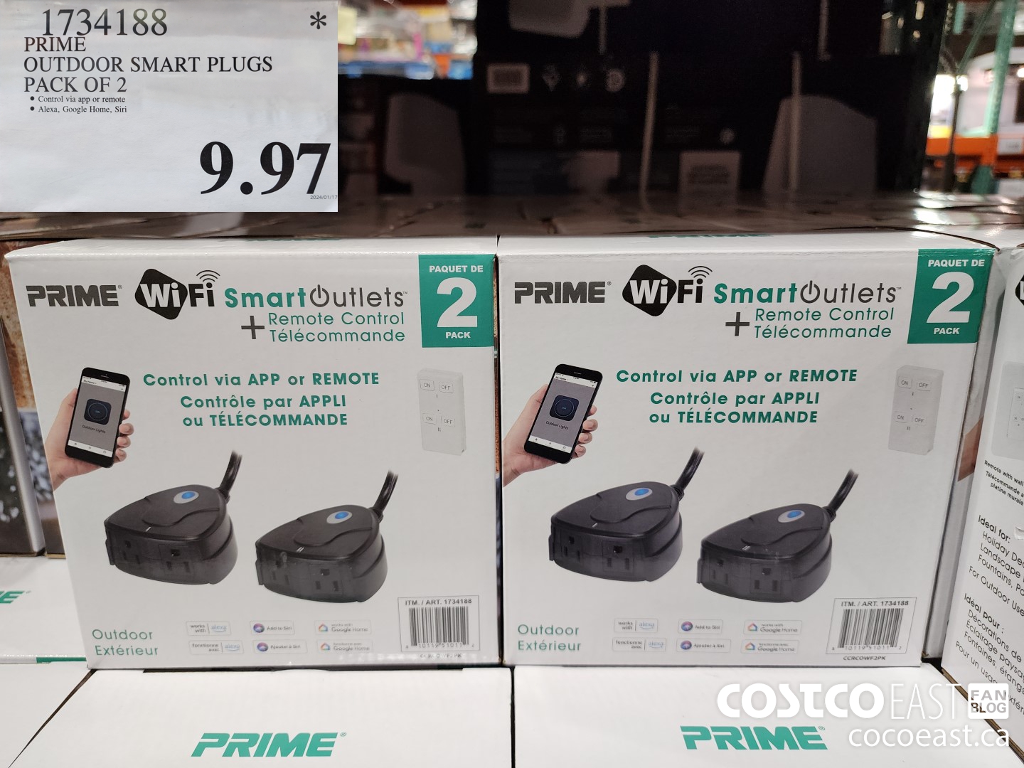1734188 PRIME OUTDOOR SMART PLUGS PACK OF 2 $9.97