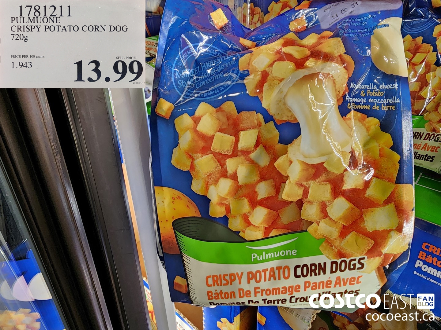 1781211 PULMUONE CRISPY POTATO CORN DOG 720g $13.99