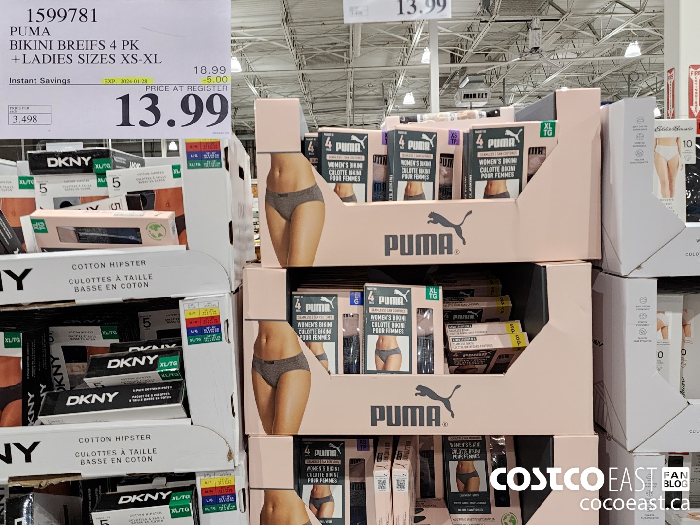 1599781 PUMA BIKINI BREIFS 4 PK +LADIES SIZES XS-XL ($5.00 INSTANT SAVINGS EXPIRES ON 2023-01-28) $13.99