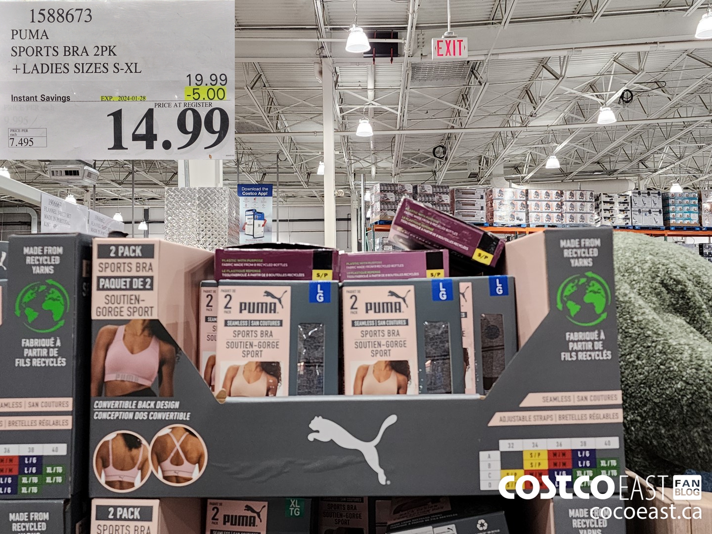 1588673 PUMA SPORTS BRA 2PK +LADIES SIZES S-XL ($5.00 INSTANT SAVINGS EXPIRES ON 2024-01-28) $14.99