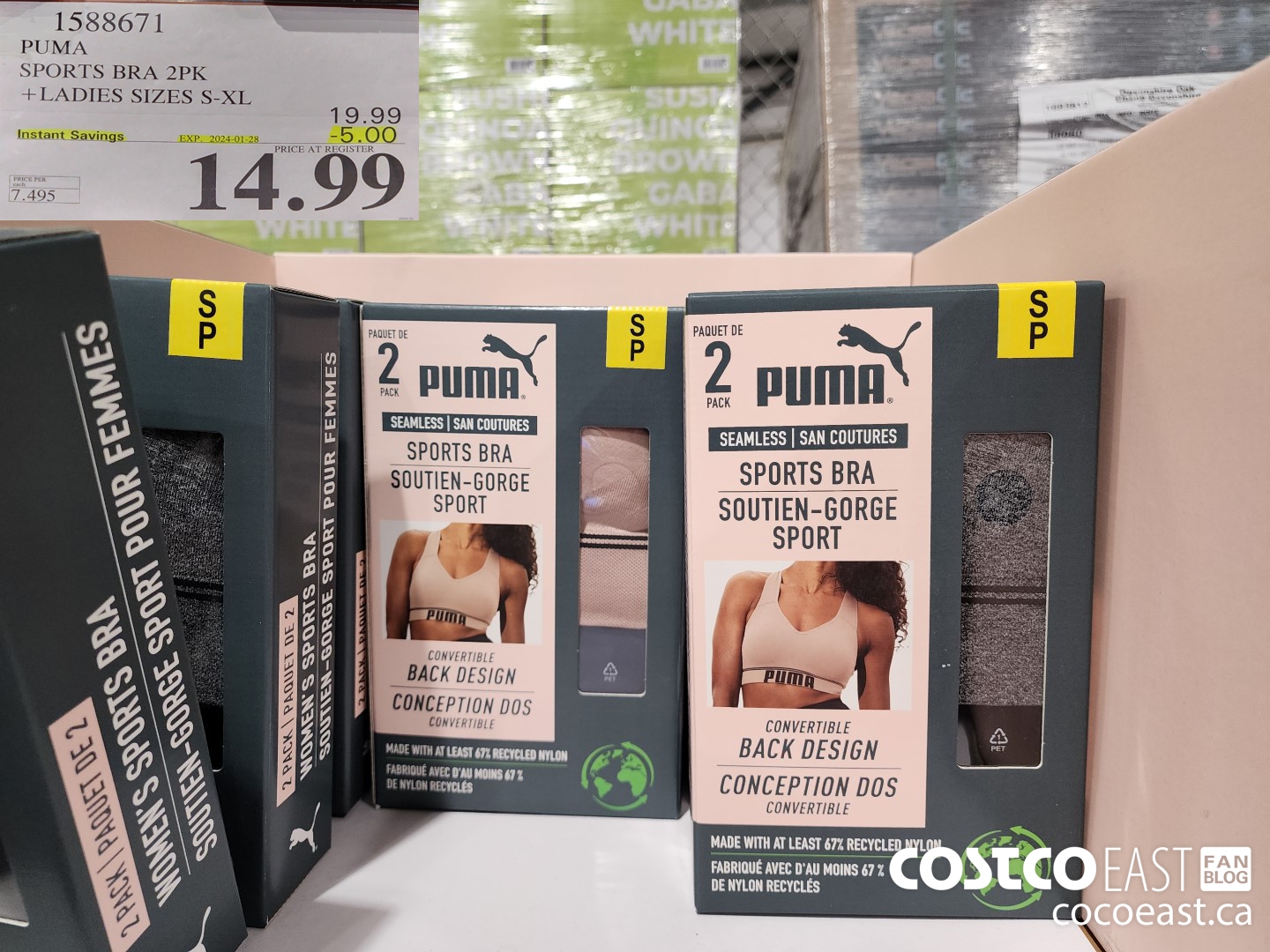 1588671 PUMA SPORTS BRA 2PK +LADIES SIZES S-XL ($5.00 INSTANT SAVINGS EXPIRES ON 2024-01-28) $14.99