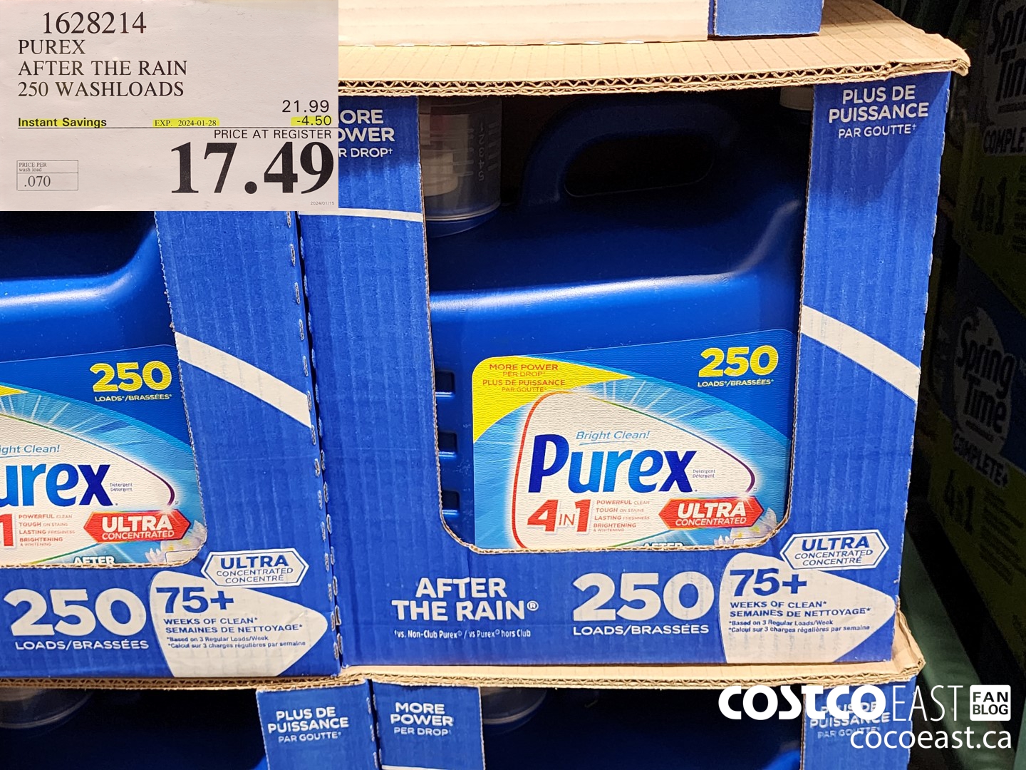 1628214 PUREX AFTER THE RAIN 250 washloads ($4.50 INSTANT SAVINGS EXPIRES ON 2024-01-28) $17.49