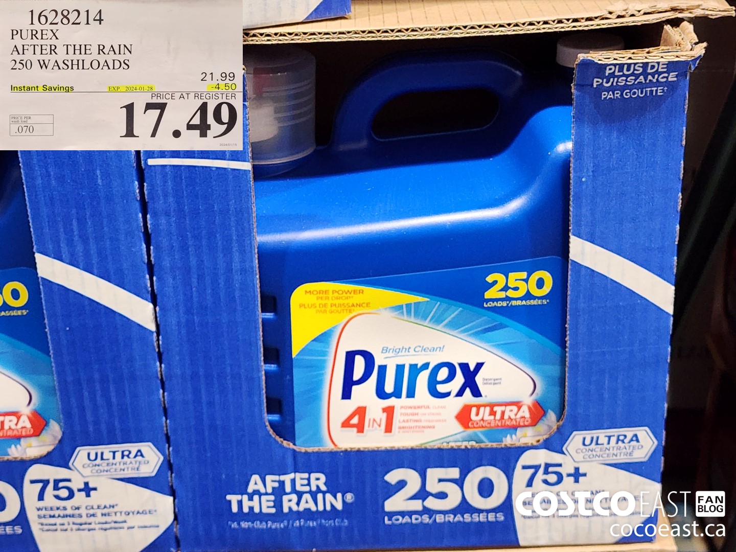 1628214 PUREX AFTER THE RAIN 250 washloads ($4.50 INSTANT SAVINGS EXPIRES ON 2024-01-28) $17.49