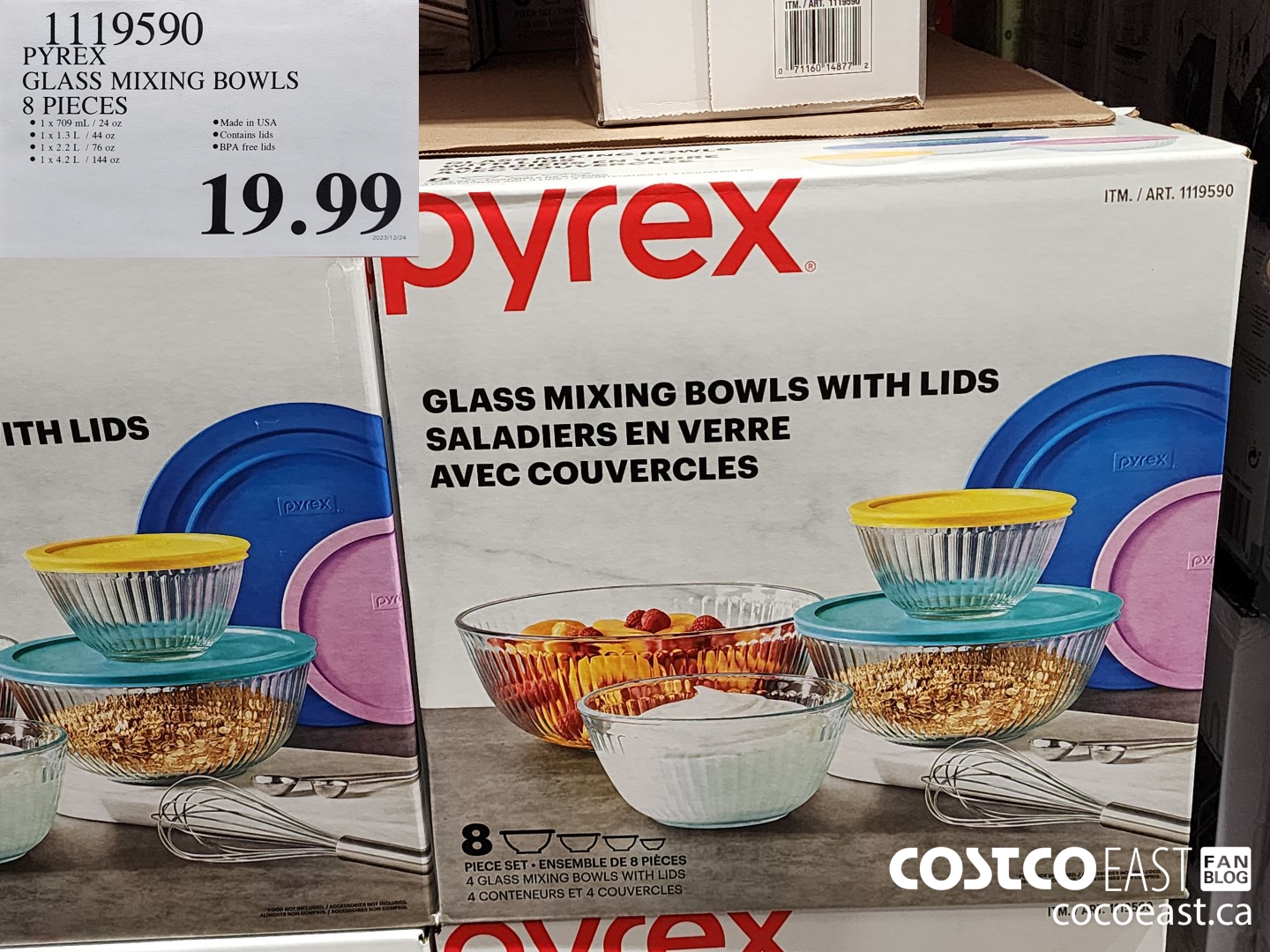 1119590 PYREX GLASS MIXING BOWLS 8 PIECES $19.99