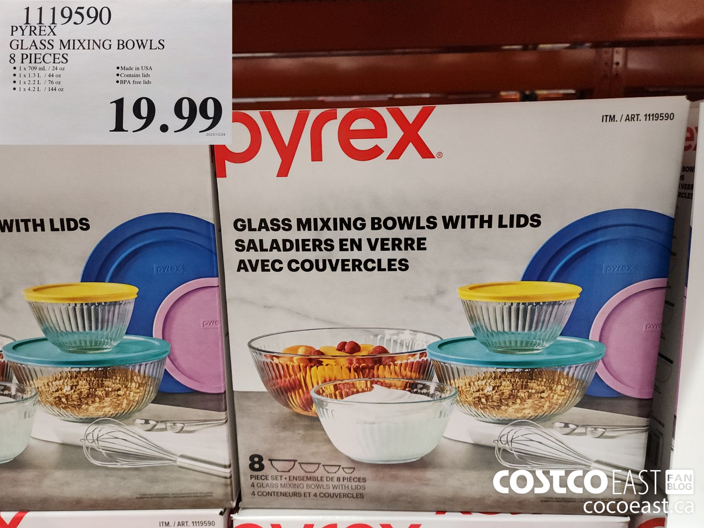 1119590 PYREX GLASS MIXING BOWLS 8 PIECES $19.99