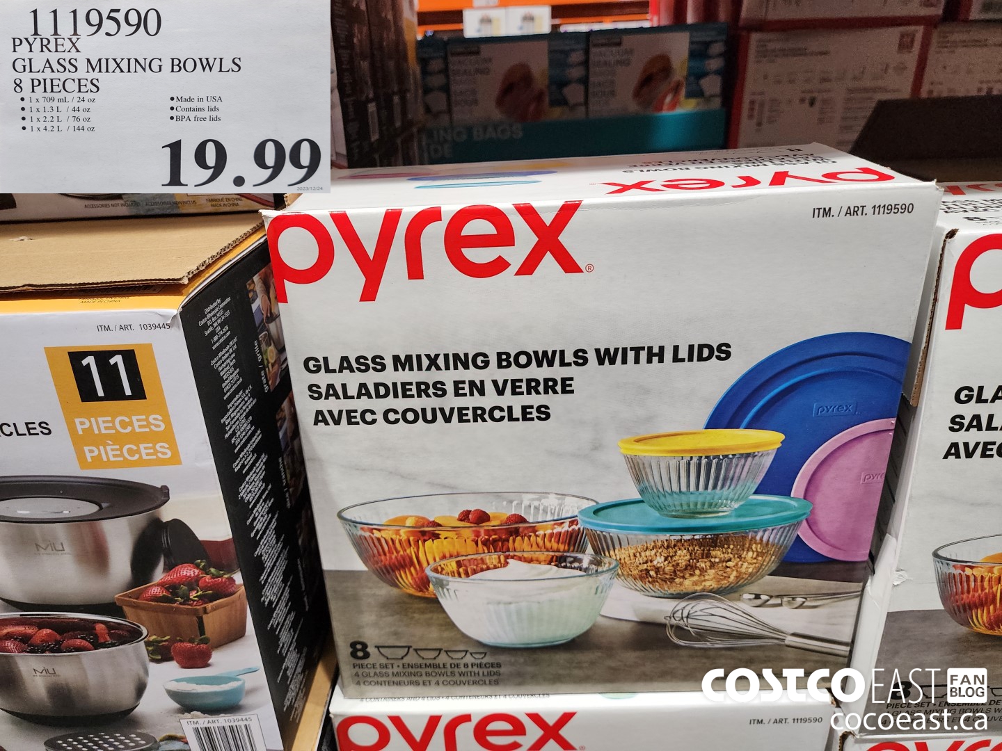 1119590 PYREX GLASS MIXING BOWLS 8 PIECES $19.99