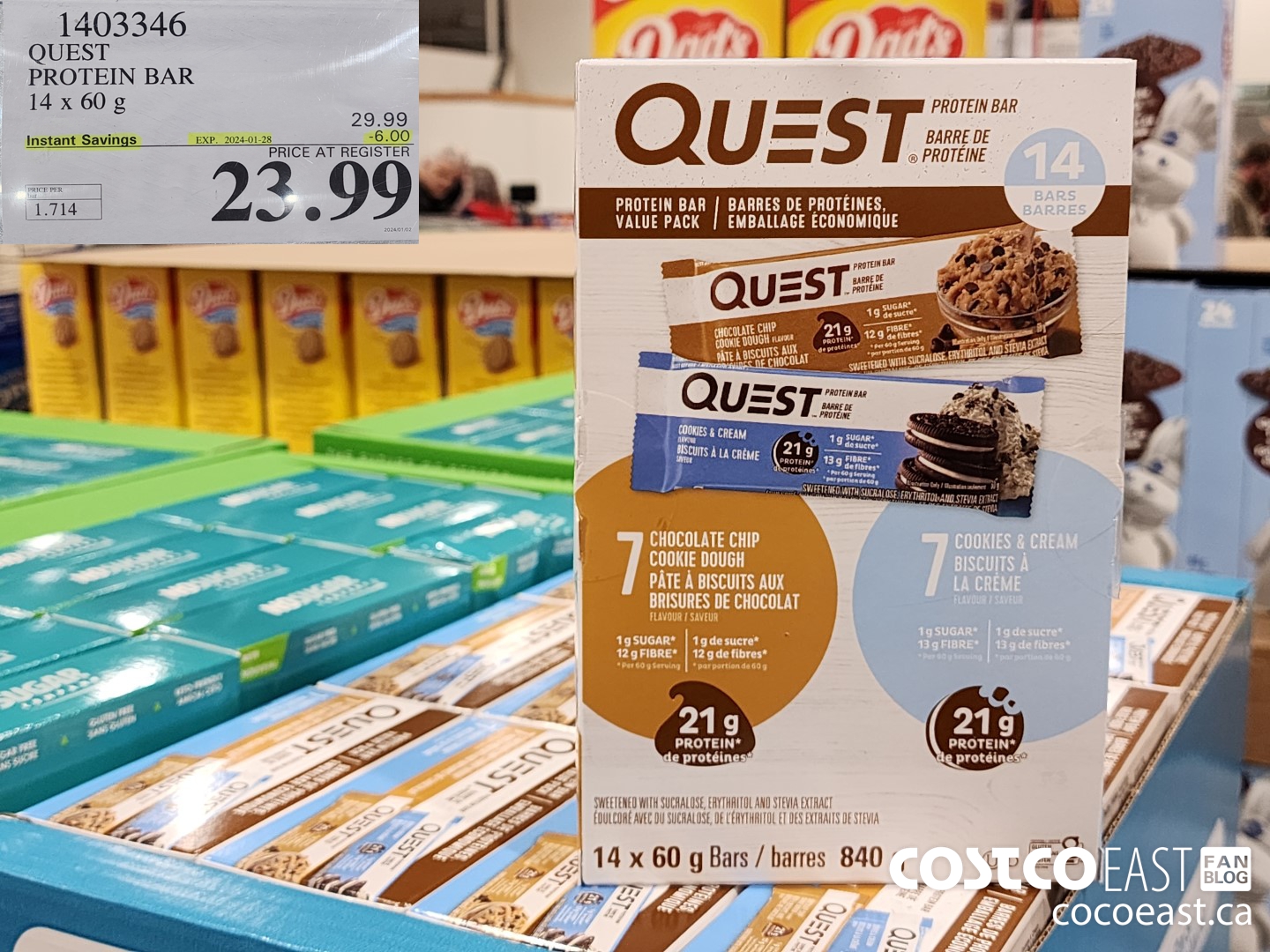1403346 QUEST PROTEIN BARS 14 X 60G ($6.00 INSTANT SAVINGS EXPIRES ON 2024-01-28) $23.99