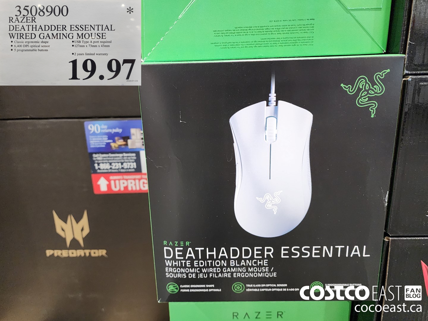3508900 RAZER DEATHADDER ESSENTIAL WIRED GAMING MOUSE $19.97