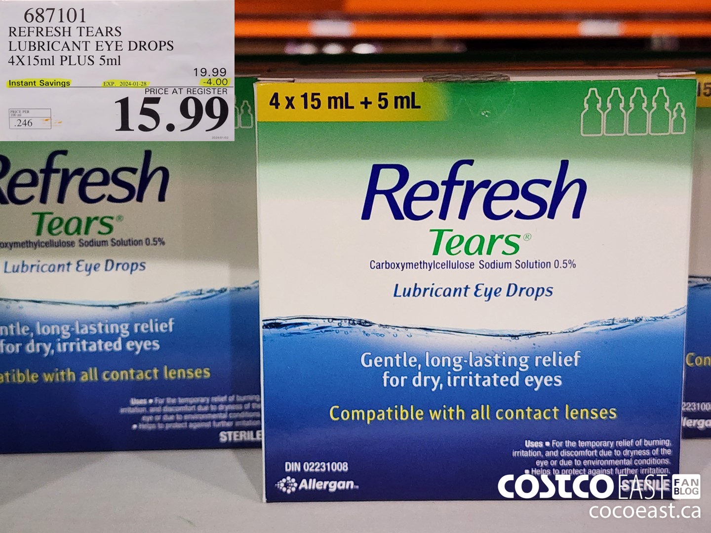 687101 REFRESH TEARS LUBRICANT EYE DROPS 4X15ml PLUS 5ml ($4.00 INSTANT SAVINGS EXPIRES ON 2024-01-28) $15.99