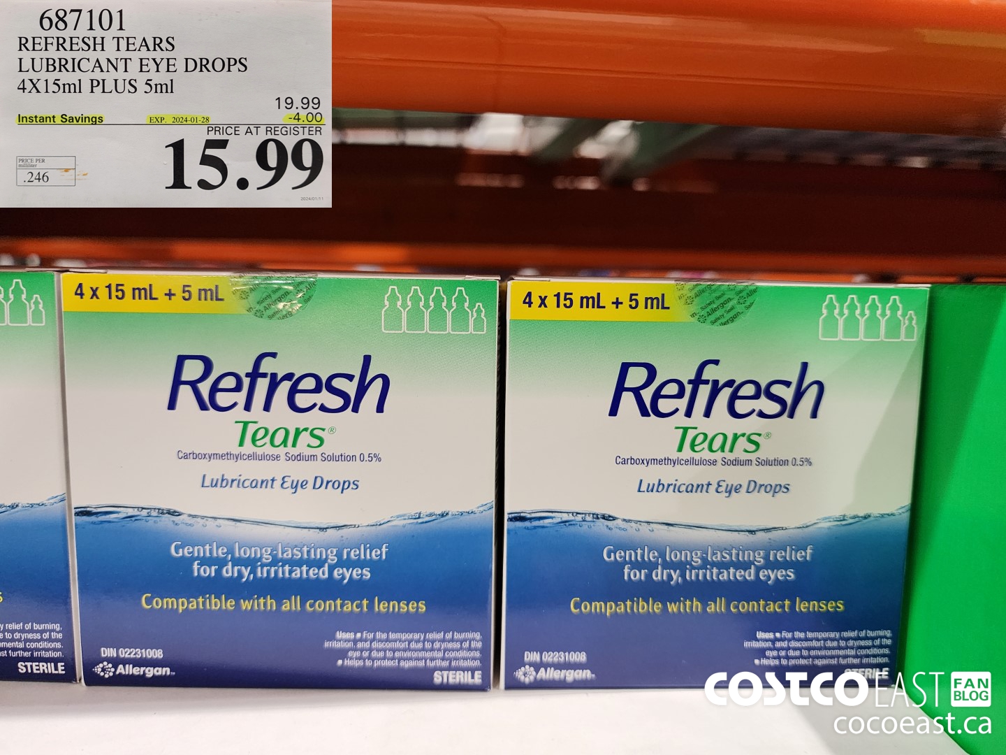 687101 REFRESH TEARS LUBRICANT EYE DROPS 4X15ml PLUS 5ml ($4.00 INSTANT SAVINGS EXPIRES ON 2024-01-28) $15.99