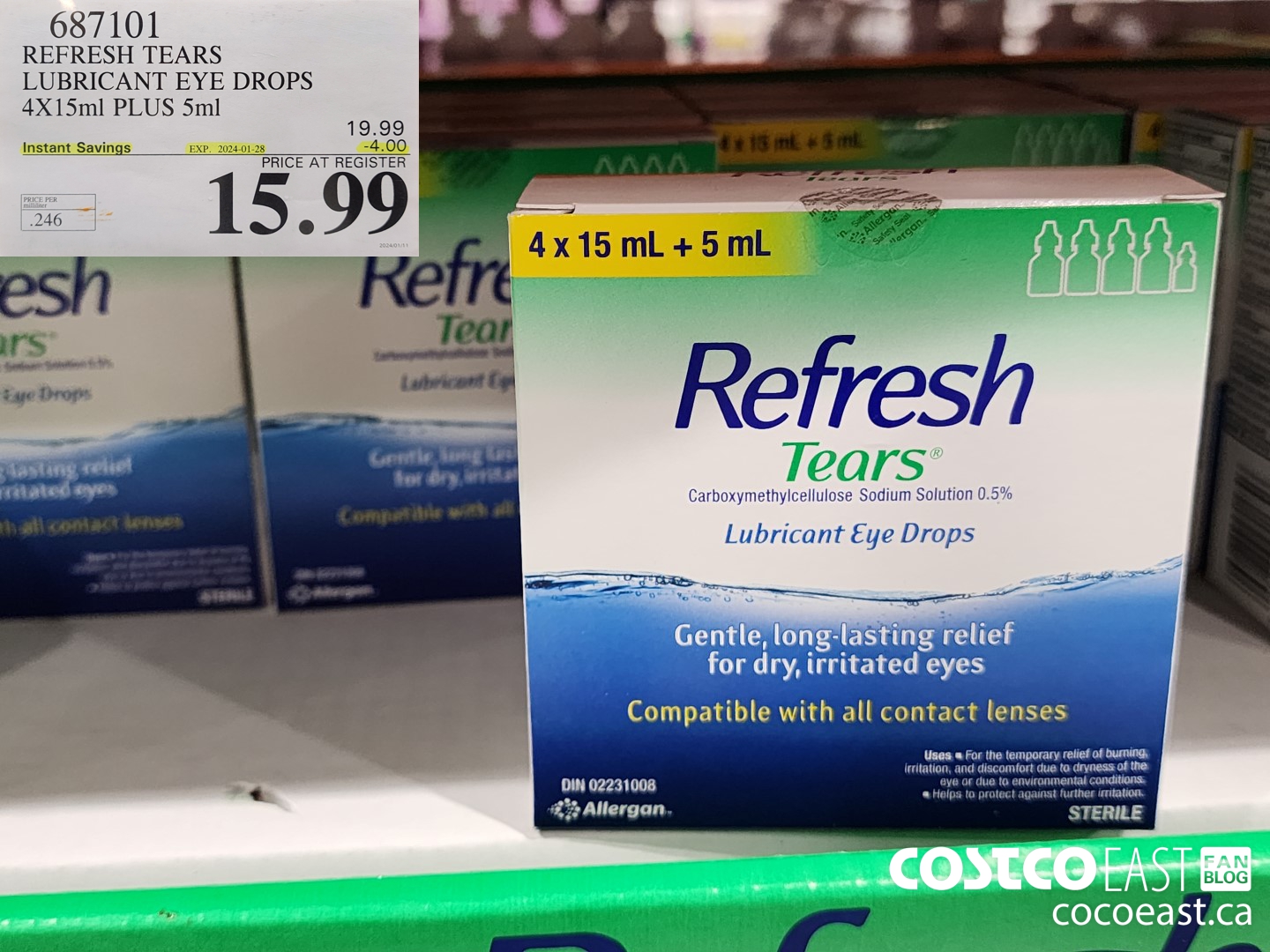 687101 REFRESH TEARS LUBRICANT EYE DROPS 4X15ml PLUS 5ml ($4.00 INSTANT SAVINGS EXPIRES ON 2024-01-28) $15.99