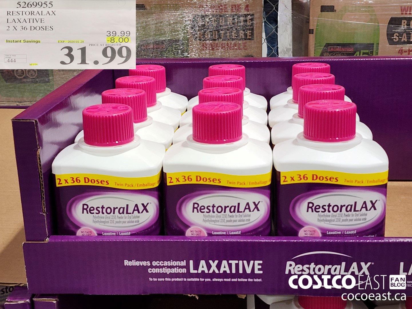 5269955 RESTORALAX LAXATIVE 2 X 36 DOSES ($8.00 INSTANT SAVINGS EXPIRES ON 2024-01-28) $31.99