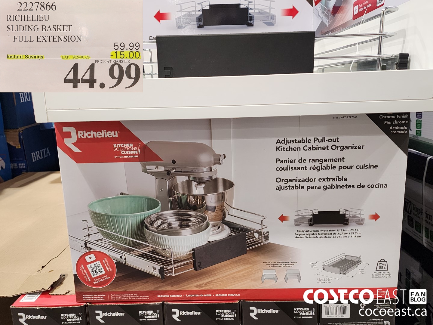 2227866 RICHELIEU SLIDING BASKET FULL EXTENSION ($15.00 INSTANT SAVINGS EXPIRES ON 2024-01-28) $44.99