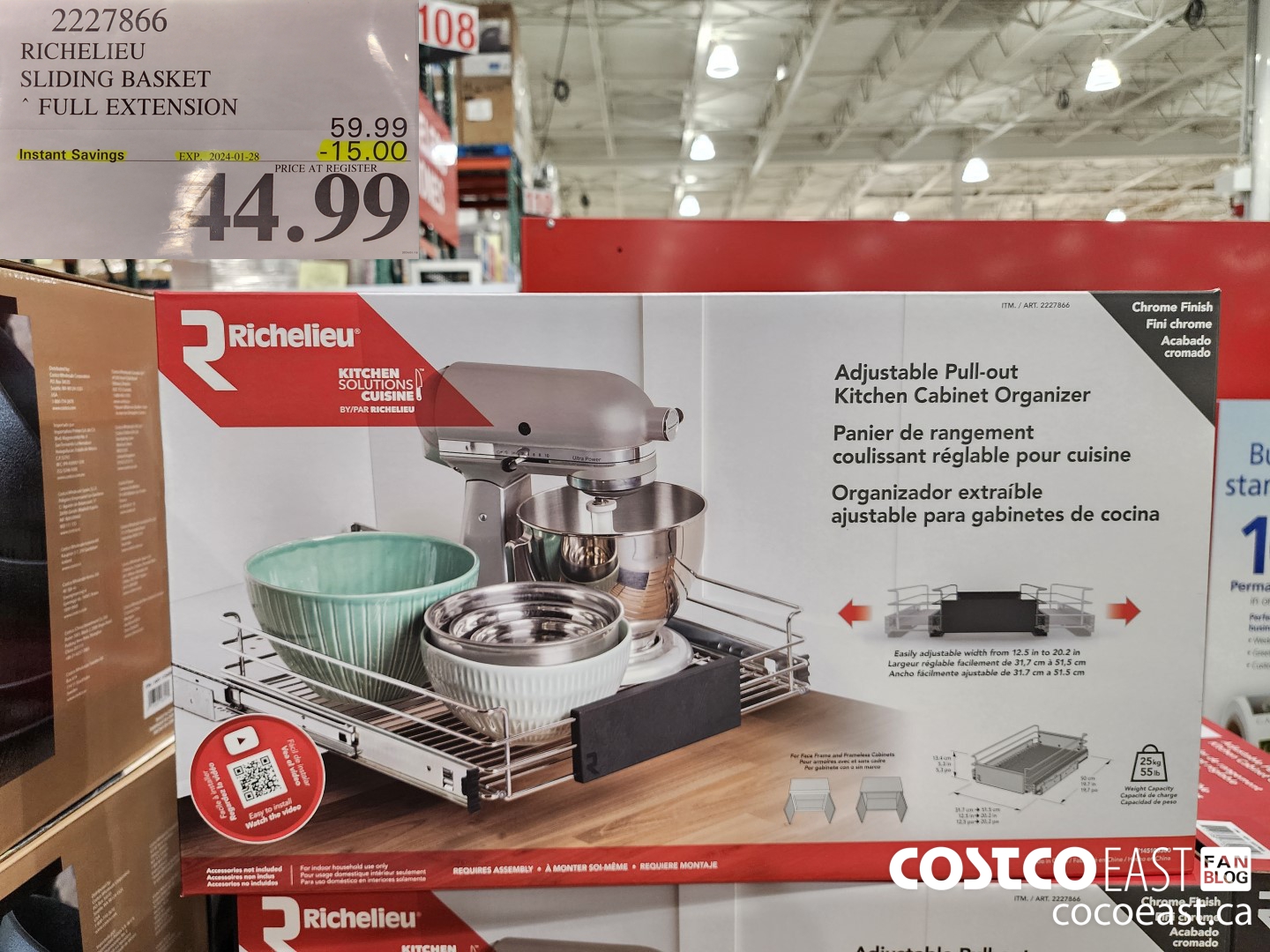 2227866 RICHELIEU SLIDING BASKET FULL EXTENSION ($15.00 INSTANT SAVINGS EXPIRES ON 2024-01-28) $44.99