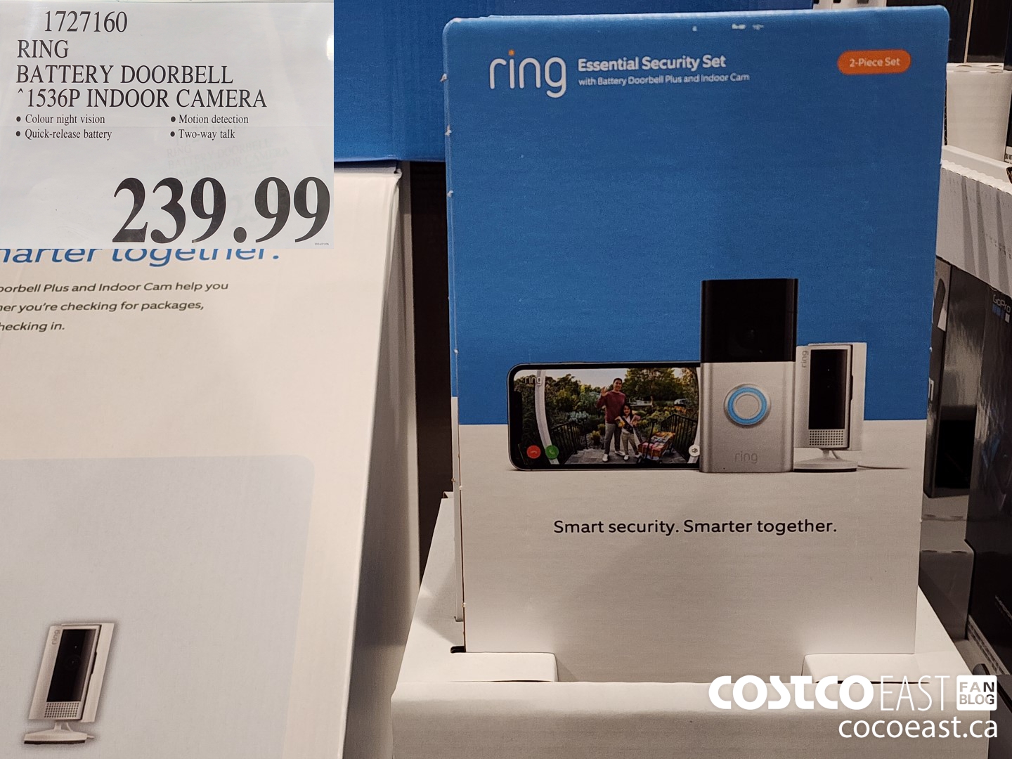 1727160 RING BATTERY DOORBELL 1536P INDOOR CAMERA $239.99