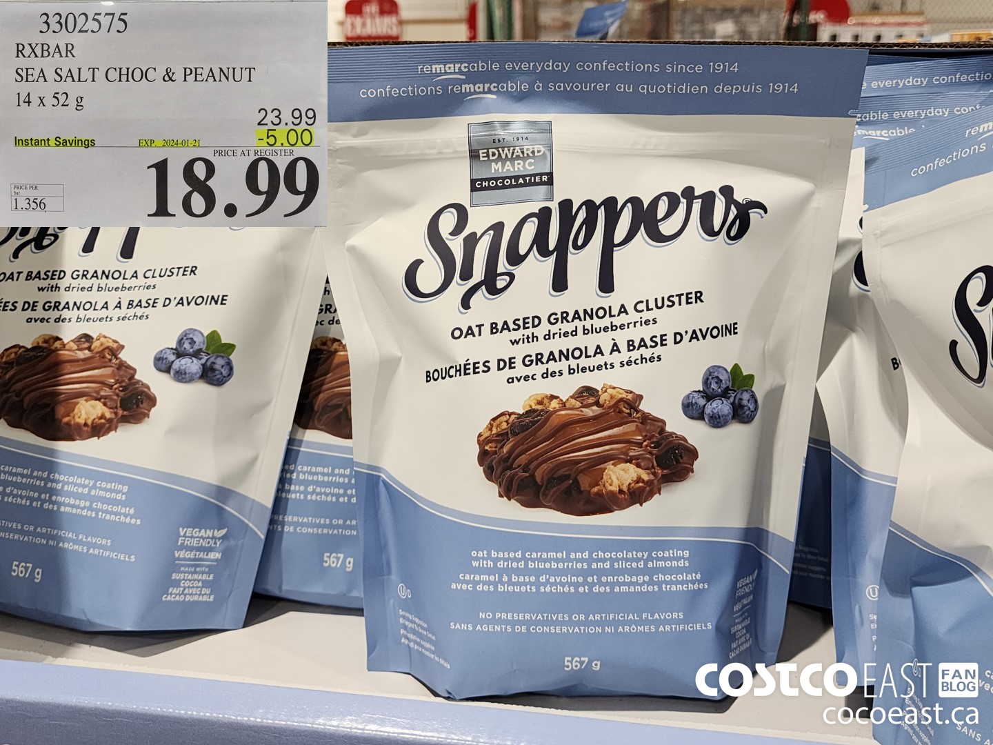 3302575 RXBAR SEA SALT CHOC & PEANUT 14 x 52g ($5.00 INSTANT SAVINGS EXPIRES ON 2024-01-21) $18.99