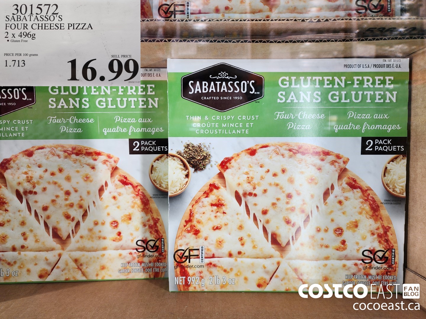 Costco East Freezer Dairy Super Post Jan 11th 2024 Ontario   SABATASSOS FOUR CHEESE PIZZA 2 X 496G 20240110 94452 