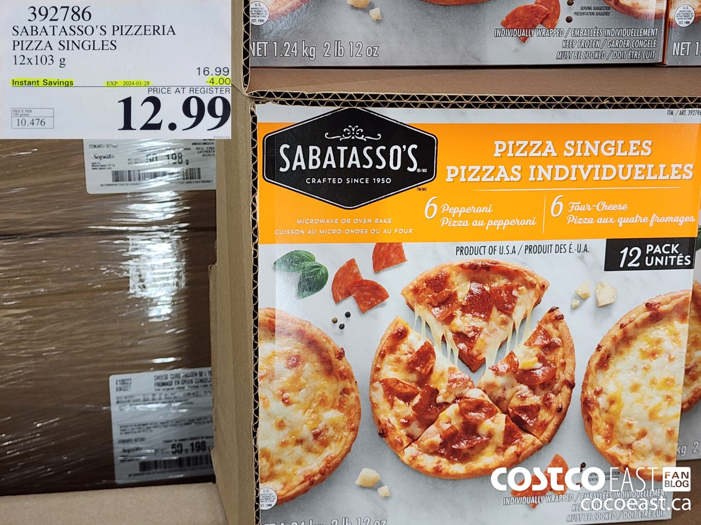 392786 SABATASSO'S PIZZERIA PIZZA SINGLES 12 X 103 G ($4.00 INSTANT SAVINGS EXPIRES ON 2024-01-28) $12.99