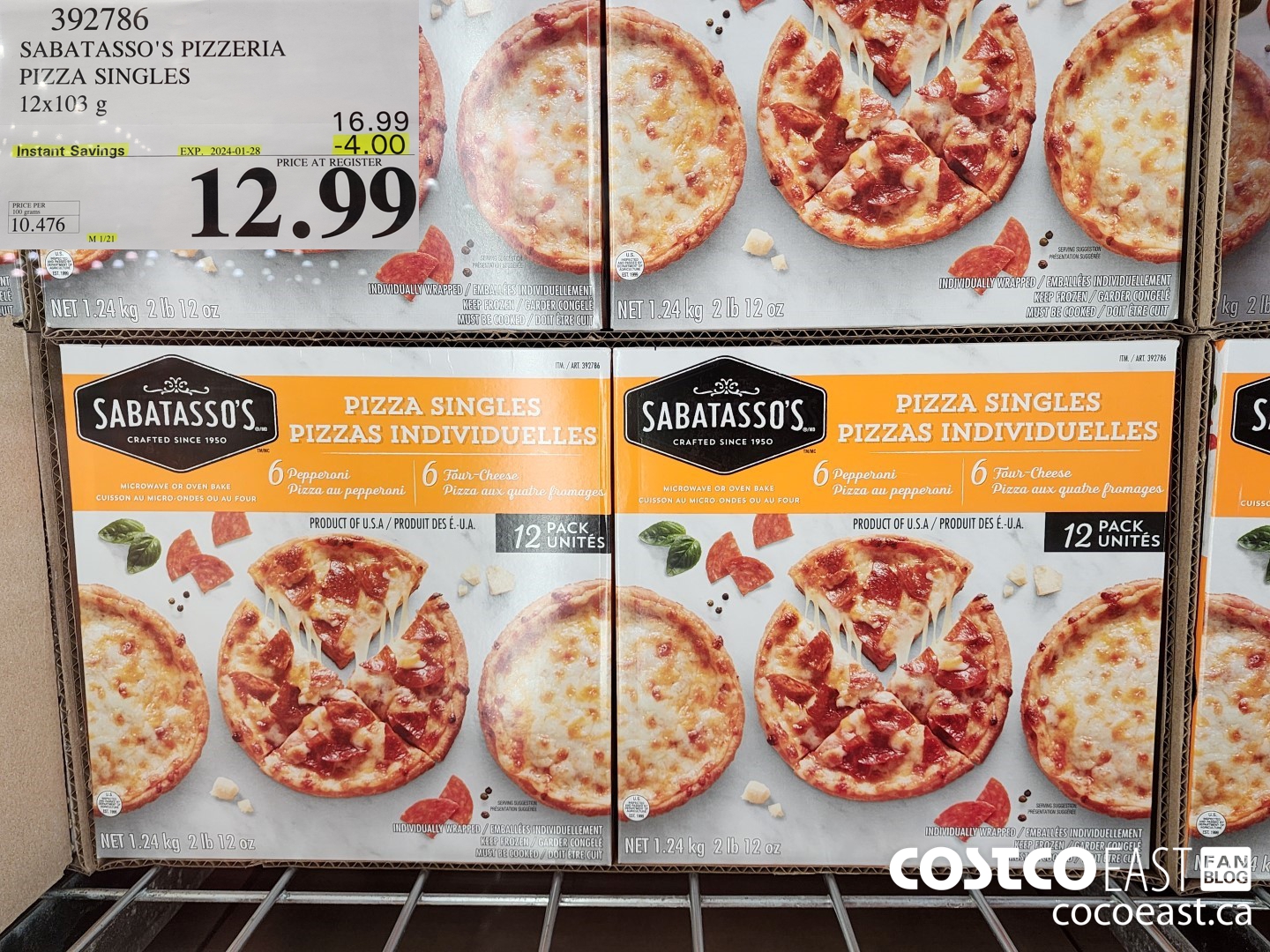 392786 SABATASSO'S PIZZERIA PIZZA SINGLES 12 X 103 G ($4.00 INSTANT SAVINGS EXPIRES ON 2024-01-28) $12.99