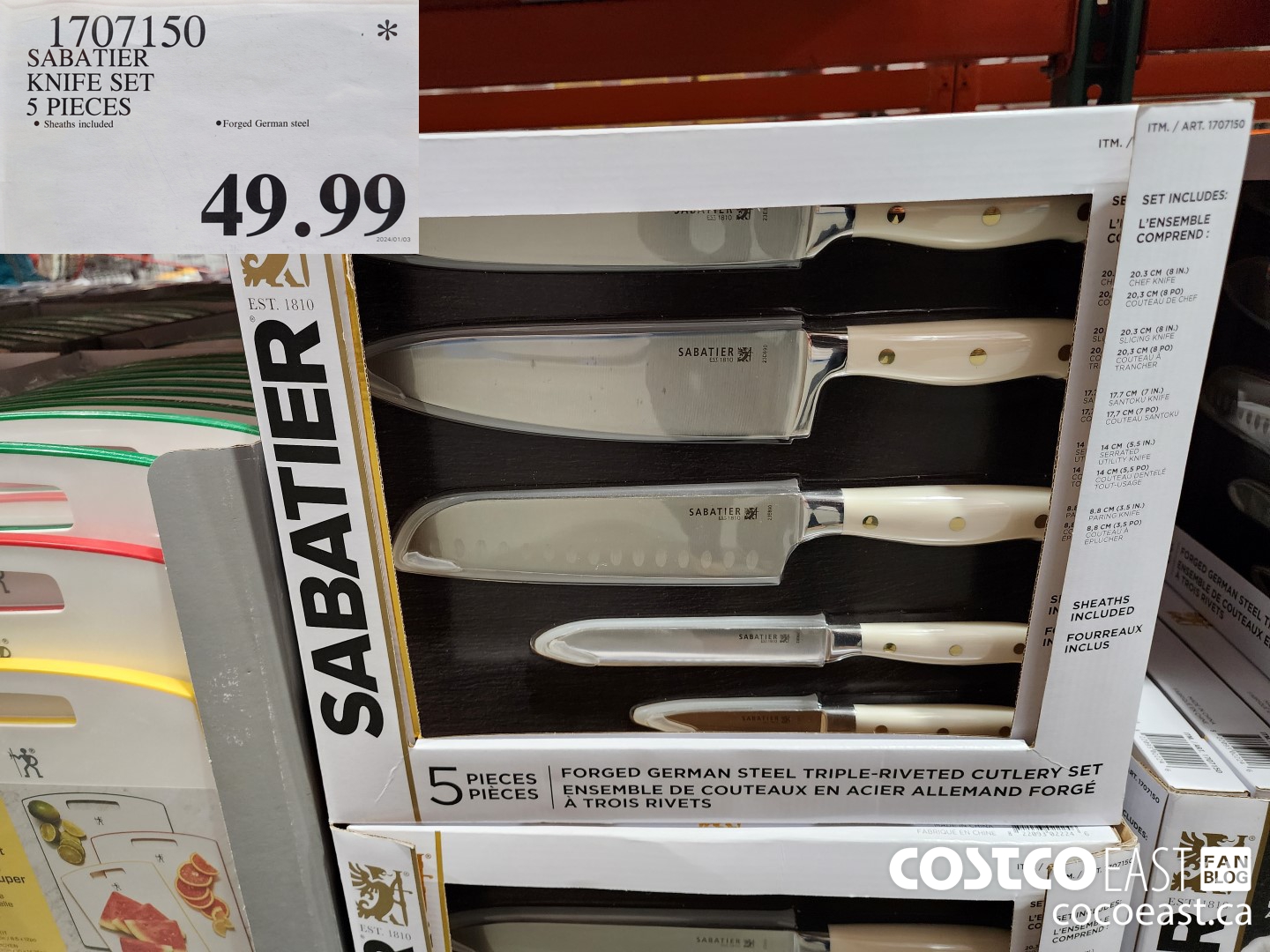 1707150 SABATIER KNIFE SET 5 PIECES $49.99