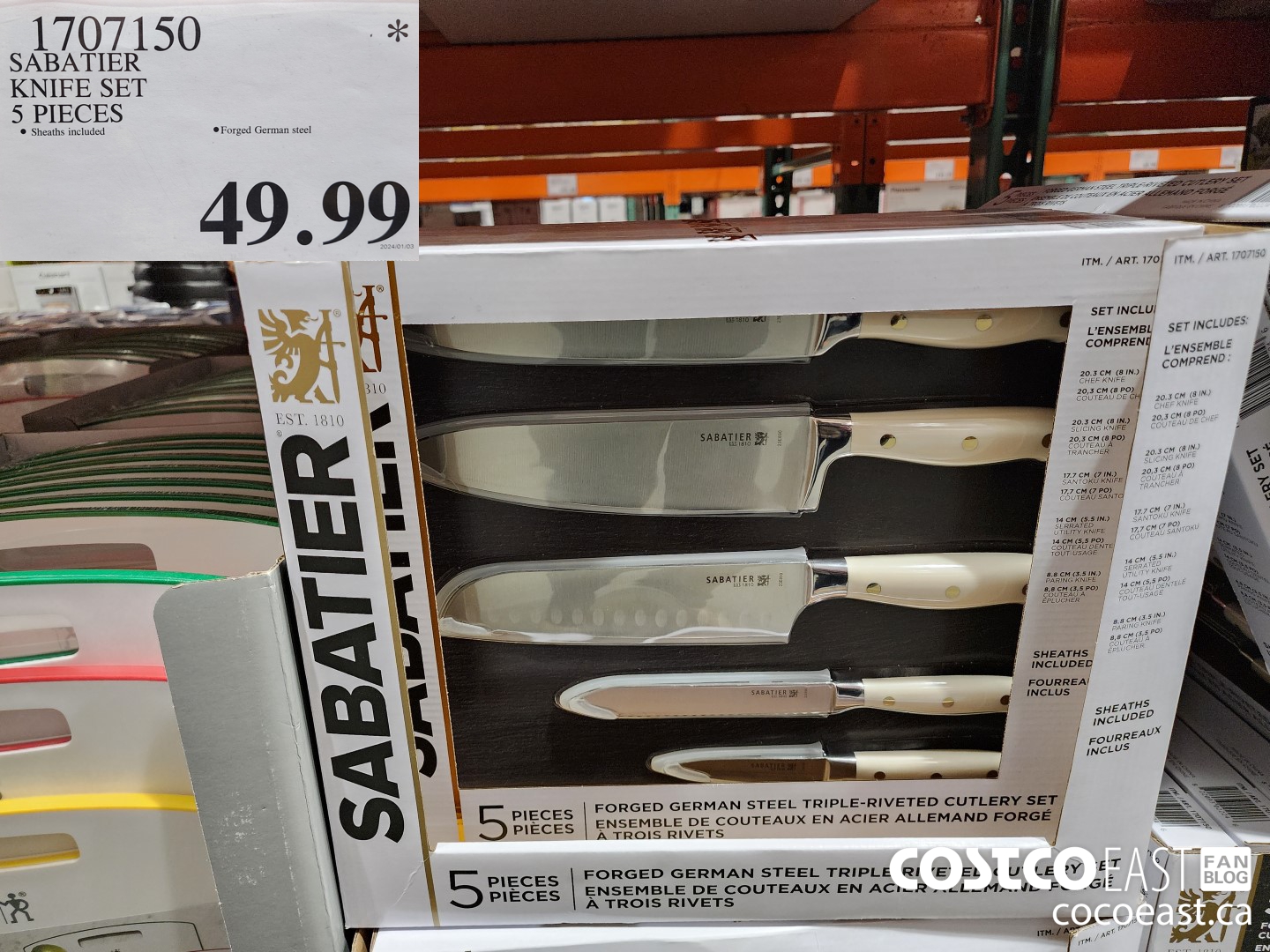 1707150 SABATIER KNIFE SET 5 PIECES $49.99
