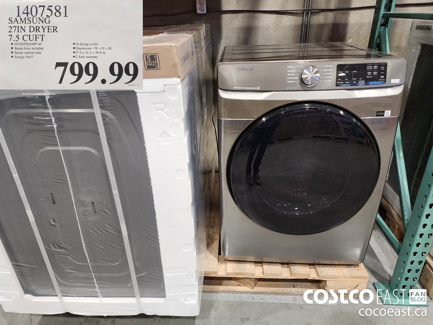 Costco East Appliances Kitchenware Super Post Jan 24th 2024 Ontario   SAMSUNG 27IN DRYER 75 CUFT 20240123 95553 