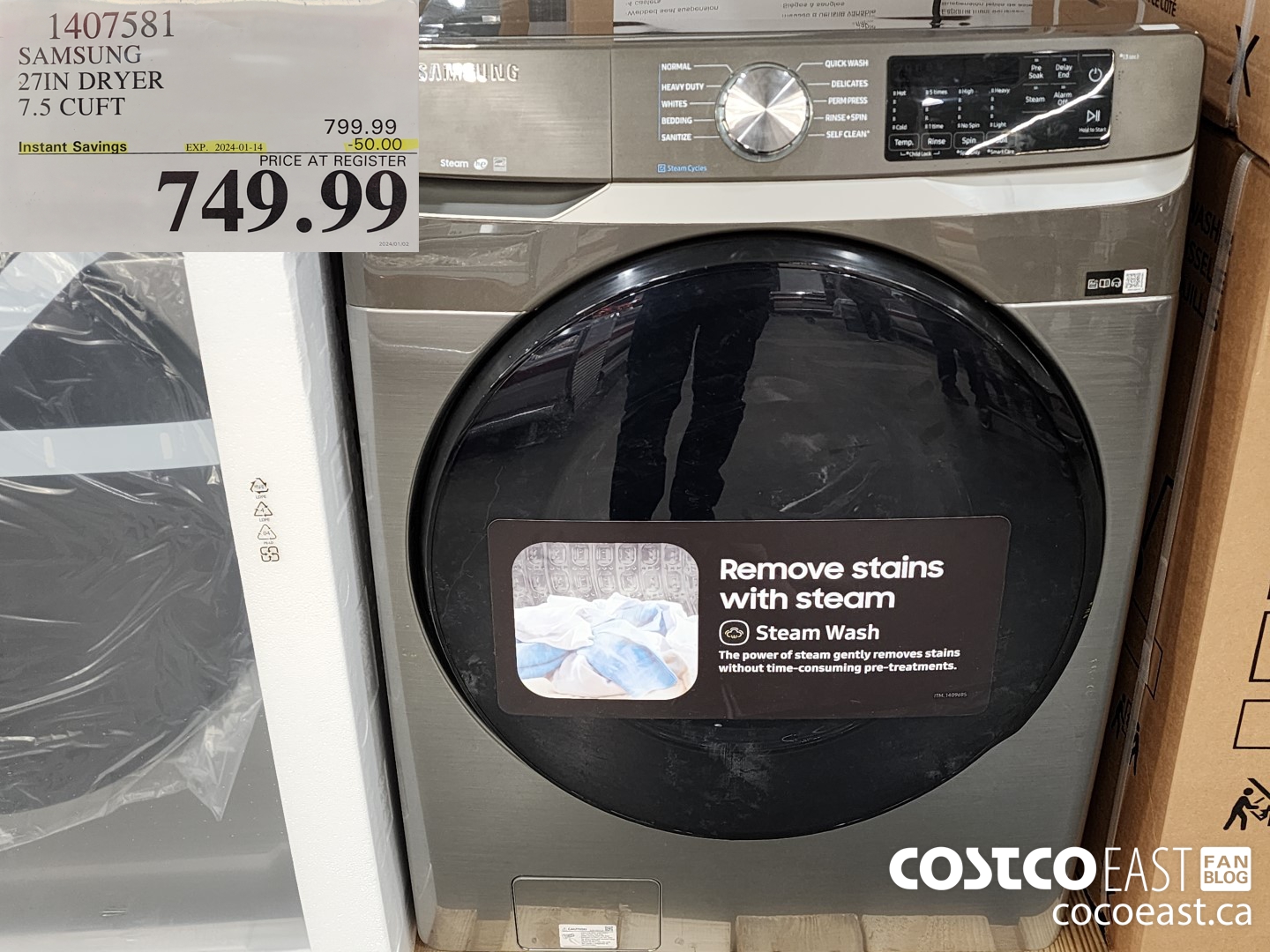 14075381 SAMSUNG 27IN DRYER 7.5 CUFT ($50.00 INSTANT SAVINGS EXPIRES ON 2024-01-14) $749.99