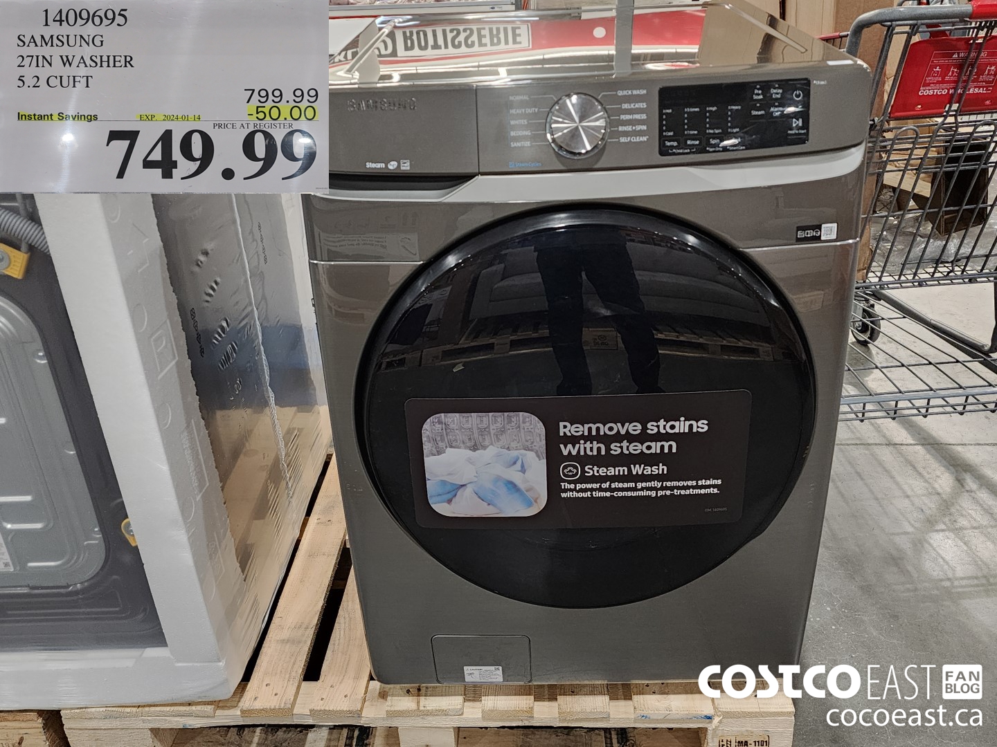 1409695 SAMSUNG 27IN WASHER 5.2 CUFT ($50.00 INSTANT SAVINGS EXPIRES ON 2024-01-14) $749.99