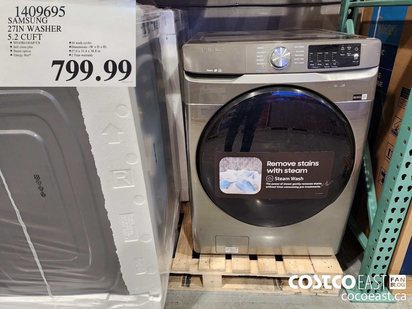 1409695 SAMSUNG 27IN WASHER 5.2 CUFT $799.99