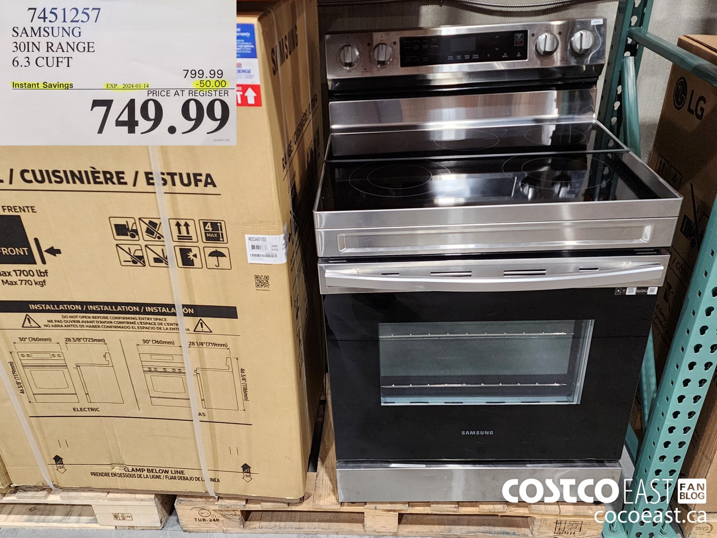 Costco Weekend Sales Jan 5th 7th 2024 Ontario Atlantic Canada   SAMSUNG 30IN RANGE 63 CU FT 20240105 94041 