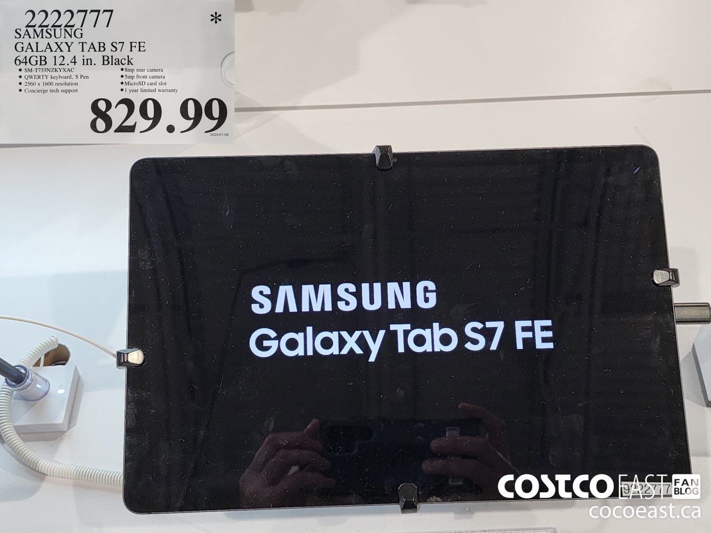 2222777 SAMSUNG GALAXY TAB S7 FE 64GB 12.4 IN. BLACK $829.99