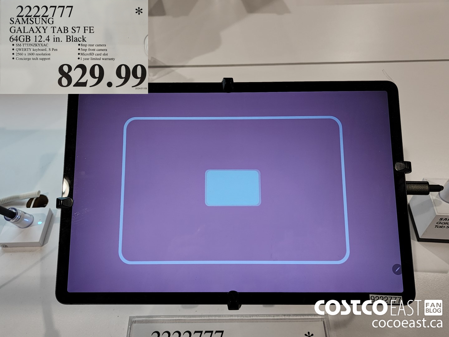 2222777 SAMSUNG GALAXY TAB S7 FE 64GB 12.4 IN. BLACK $829.99