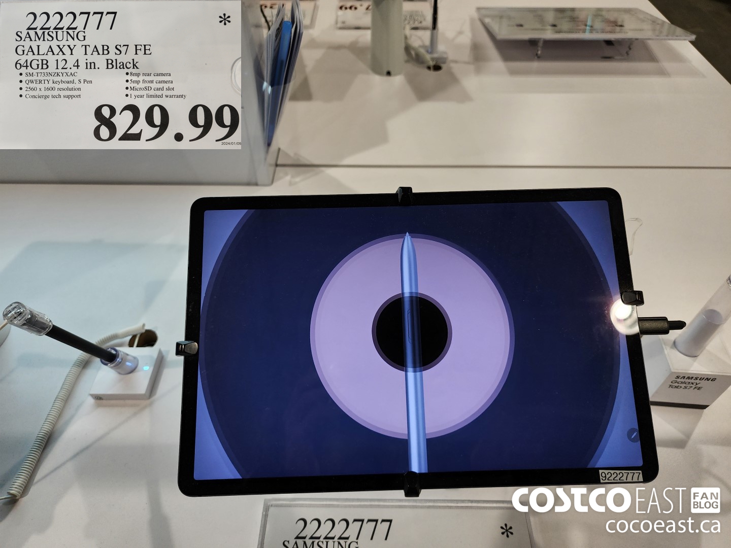 2222777 SAMSUNG GALAXY TAB S7 FE 64GB 12.4 IN. BLACK $829.99