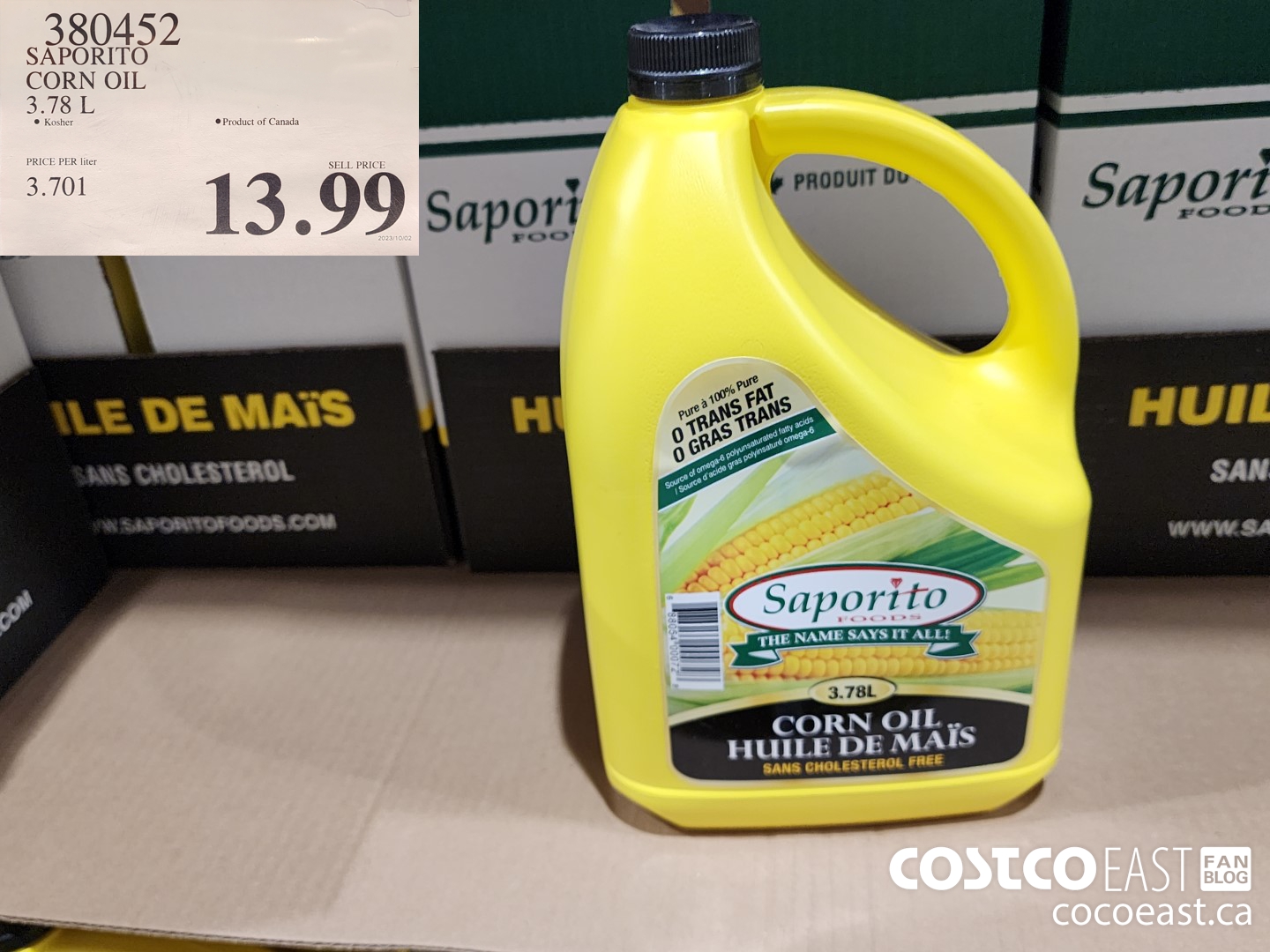 380452 SAPORITO CORN OIL 3.78 L $13.99