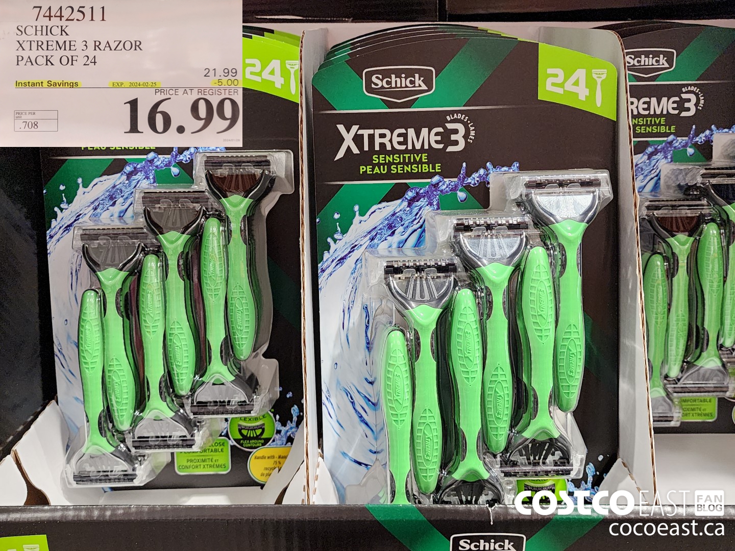 7442511 SCHICK XTREME3 RAZOR PACK OF 24 ($5.00 INSTANT SAVINGS EXPIRES ON 2024-02-25) $16.99