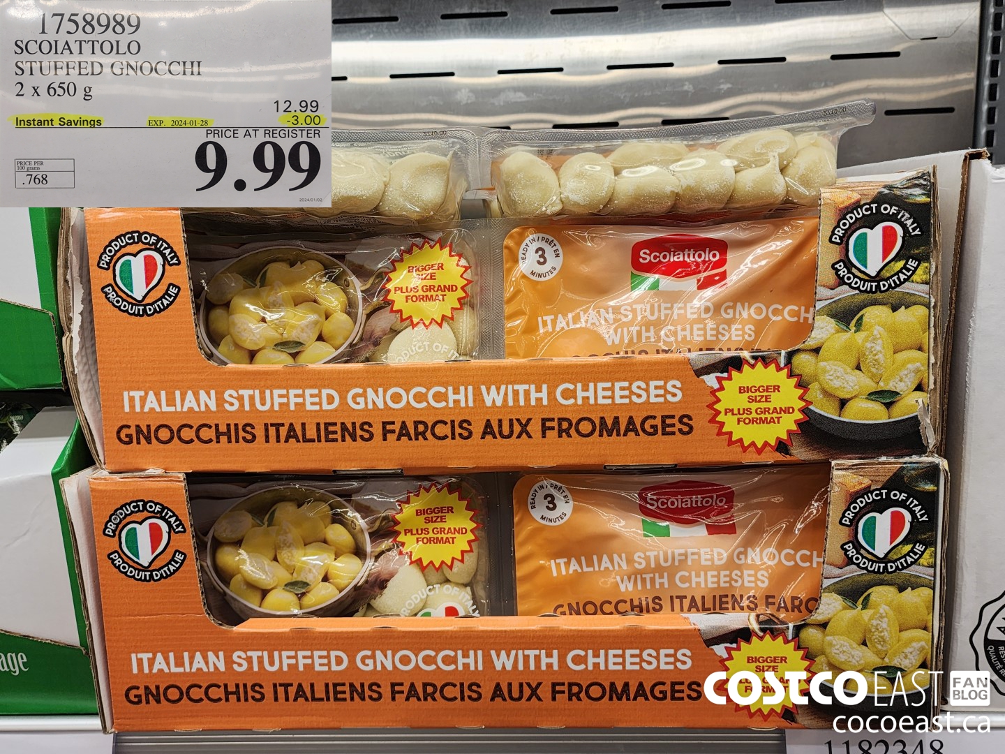 1758989 SCOIATTOLO STUFFED GNOCCHI 2 x 650 g ($3.00 INSTANT SAVINGS EXPIRES ON 2024-01-28) $9.99