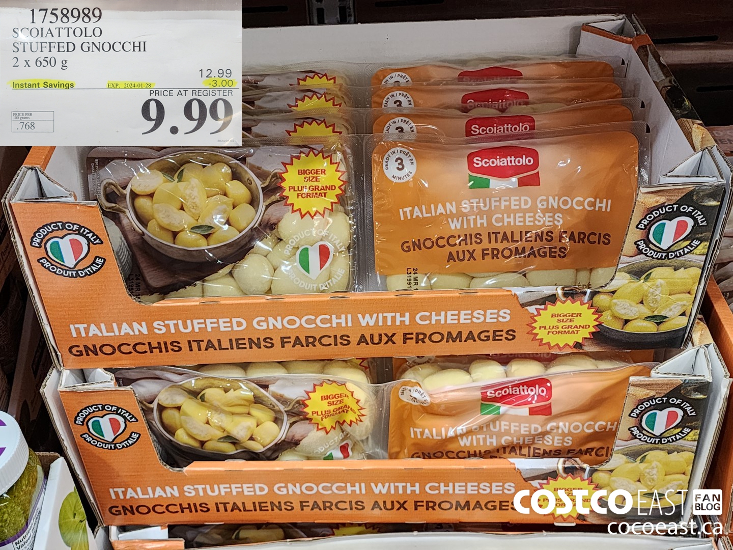 1758989 SCOIATTOLO STUFFED GNOCCHI 2 x 650 g ($3.00 INSTANT SAVINGS EXPIRES ON 2024-01-28) $9.99