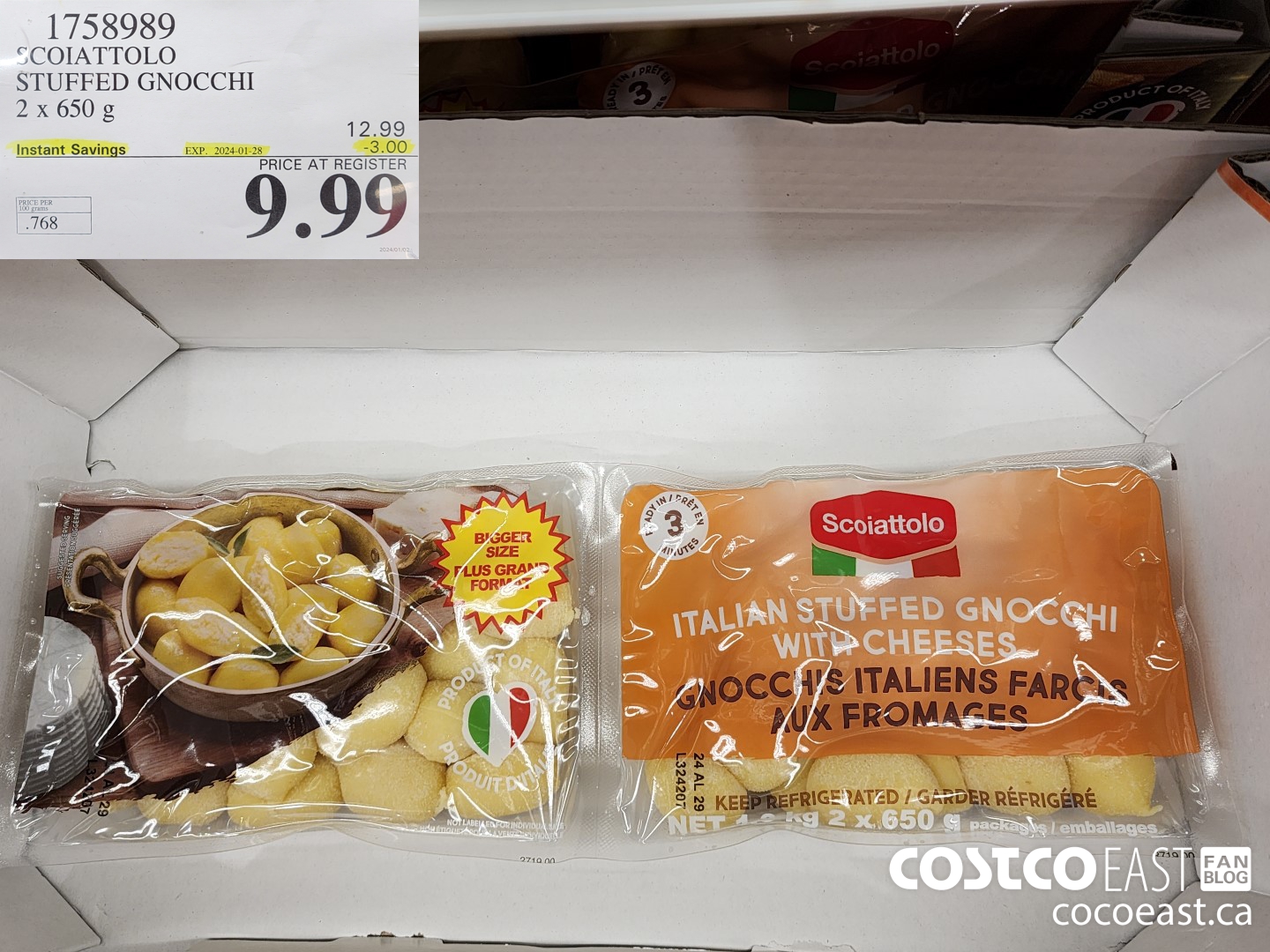 1758989 SCOIATTOLO STUFFED GNOCCHI 2 x 650 g ($3.00 INSTANT SAVINGS EXPIRES ON 2024-01-28) $9.99