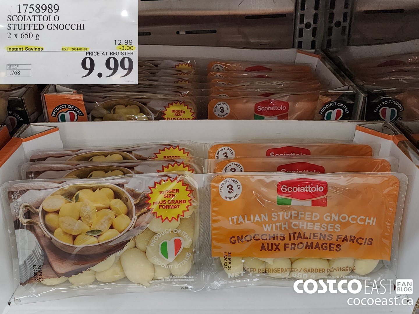 1758989 SCOIATTOLO STUFFED GNOCCHI 2 x 650 g ($3.00 INSTANT SAVINGS EXPIRES ON 2024-01-28) $9.99