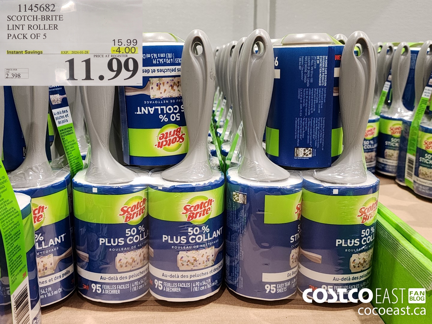 1145682 SCOTCH-BRITE LINT ROLLER PACK OF 5 ($4.00 INSTANT SAVINGS EXPIRES ON 2024-01-28) $11.99